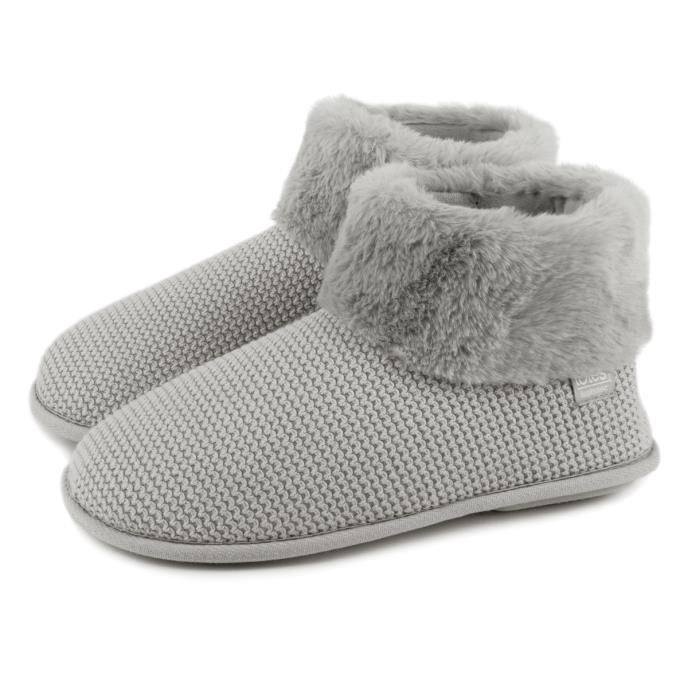 Isotoner® Ladies Knit Boot With Fur Cuff Grey Extra Image 1